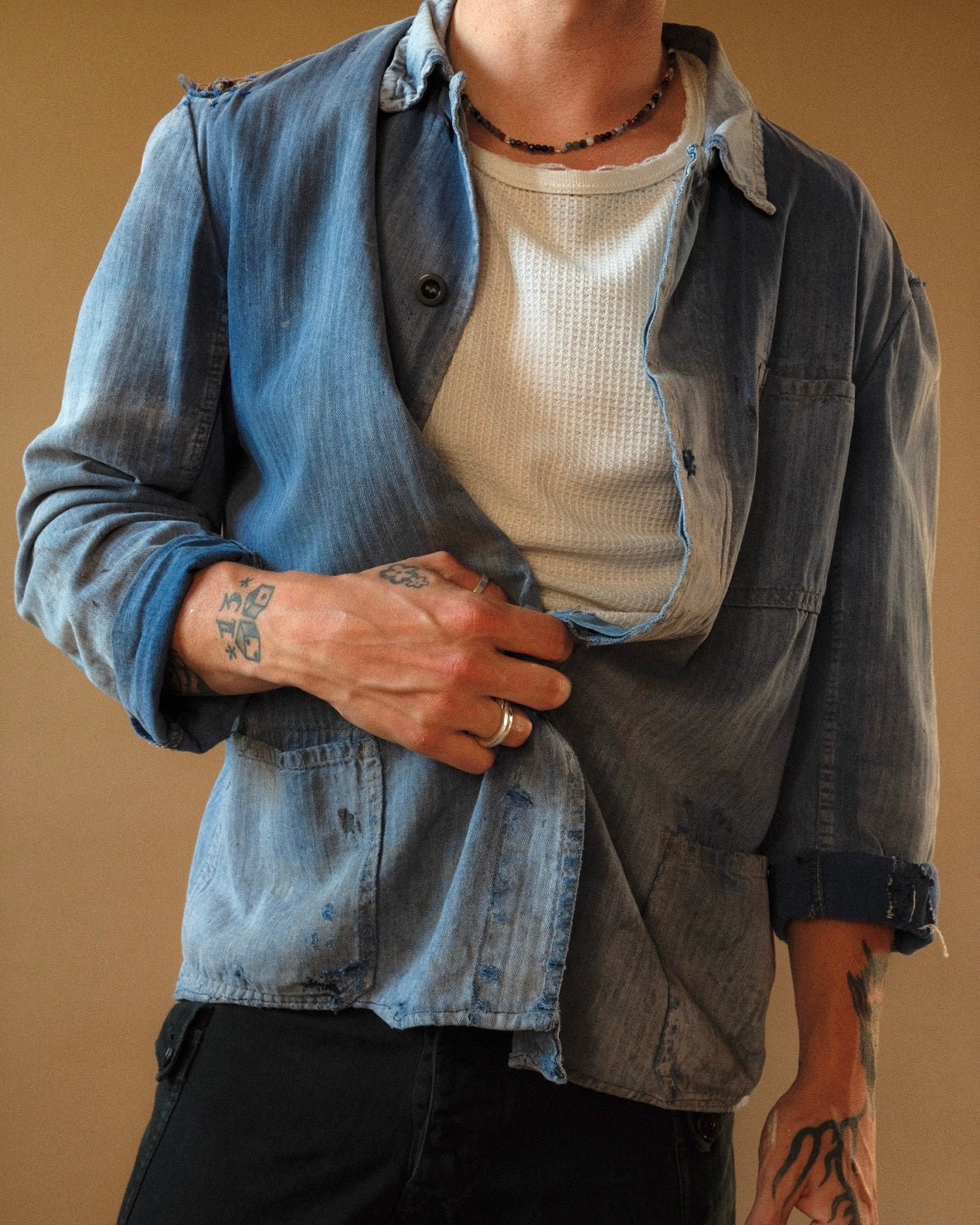 1950s Moleskin Repaired French Chore Jacket