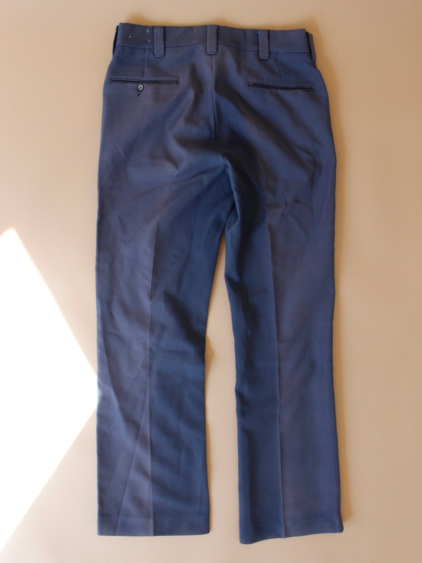 1970s Faded Blue Poly Trouser