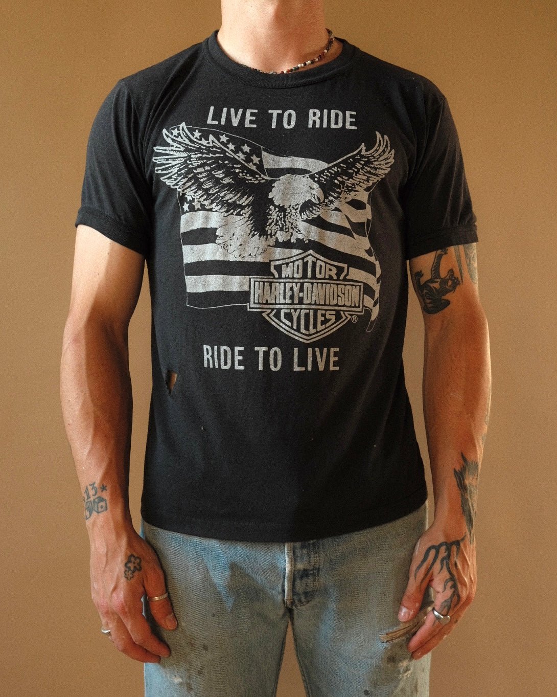 1980s “Live To Ride Ride To Live” Harley Davidson Tee