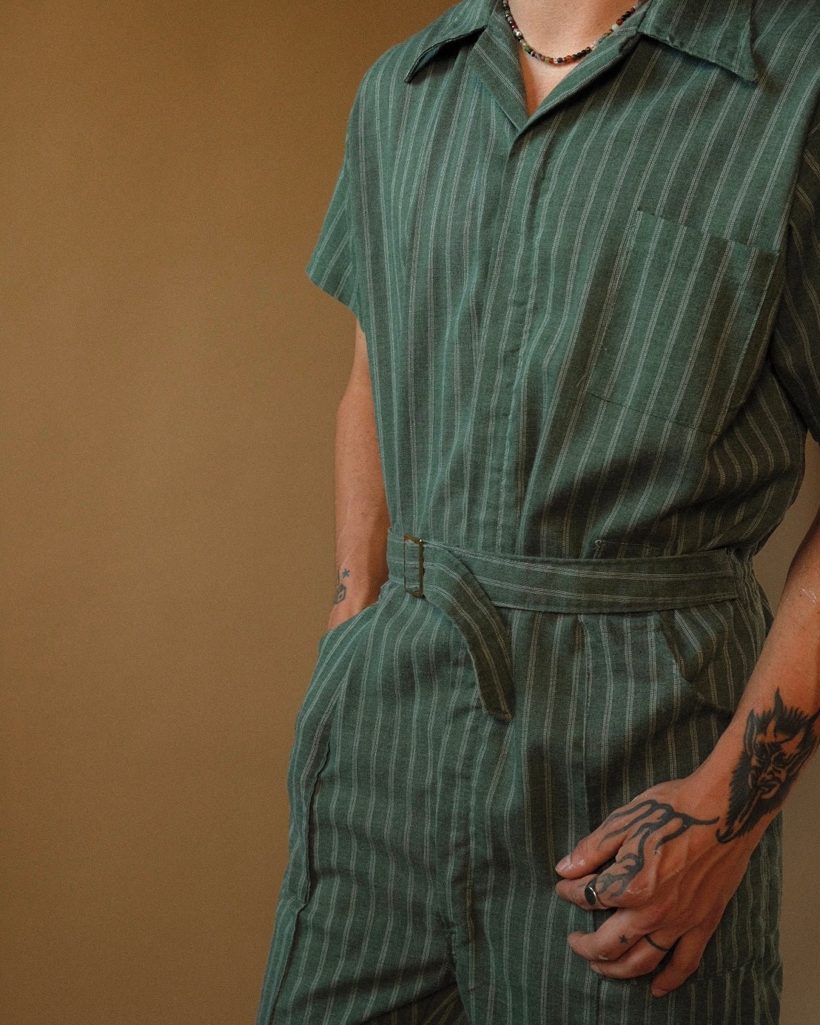 1970s Pinstripe Short Sleeve Overalls