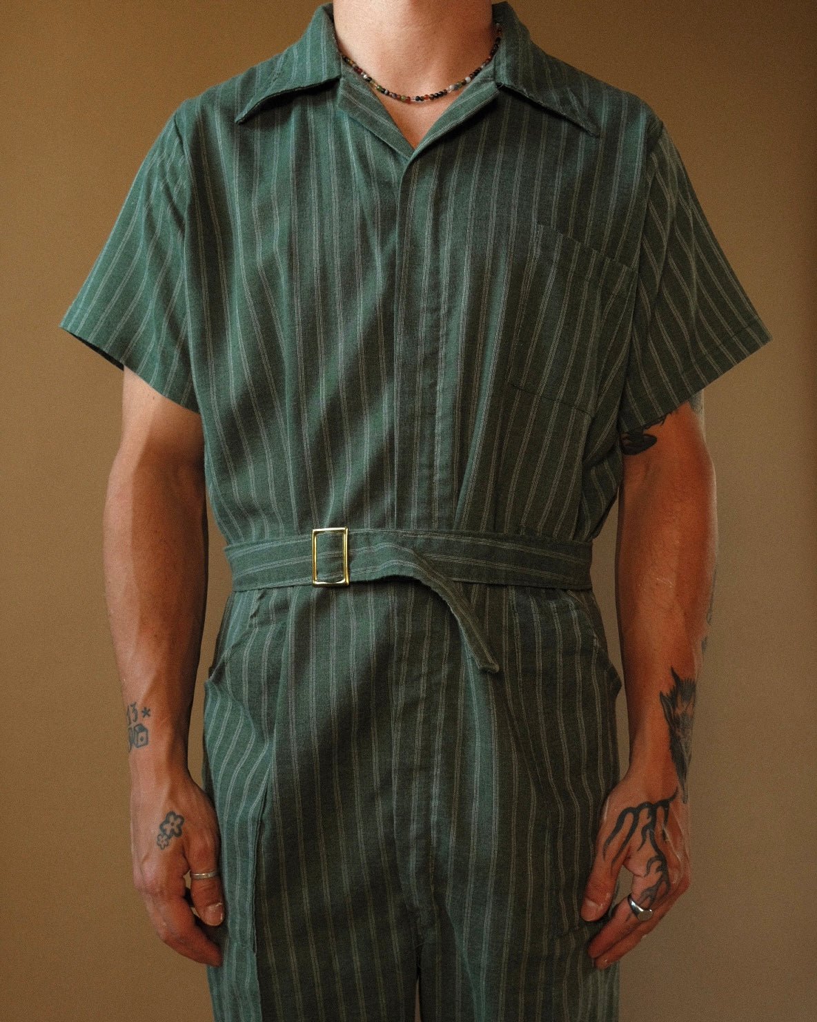 1970s Pinstripe Short Sleeve Overalls