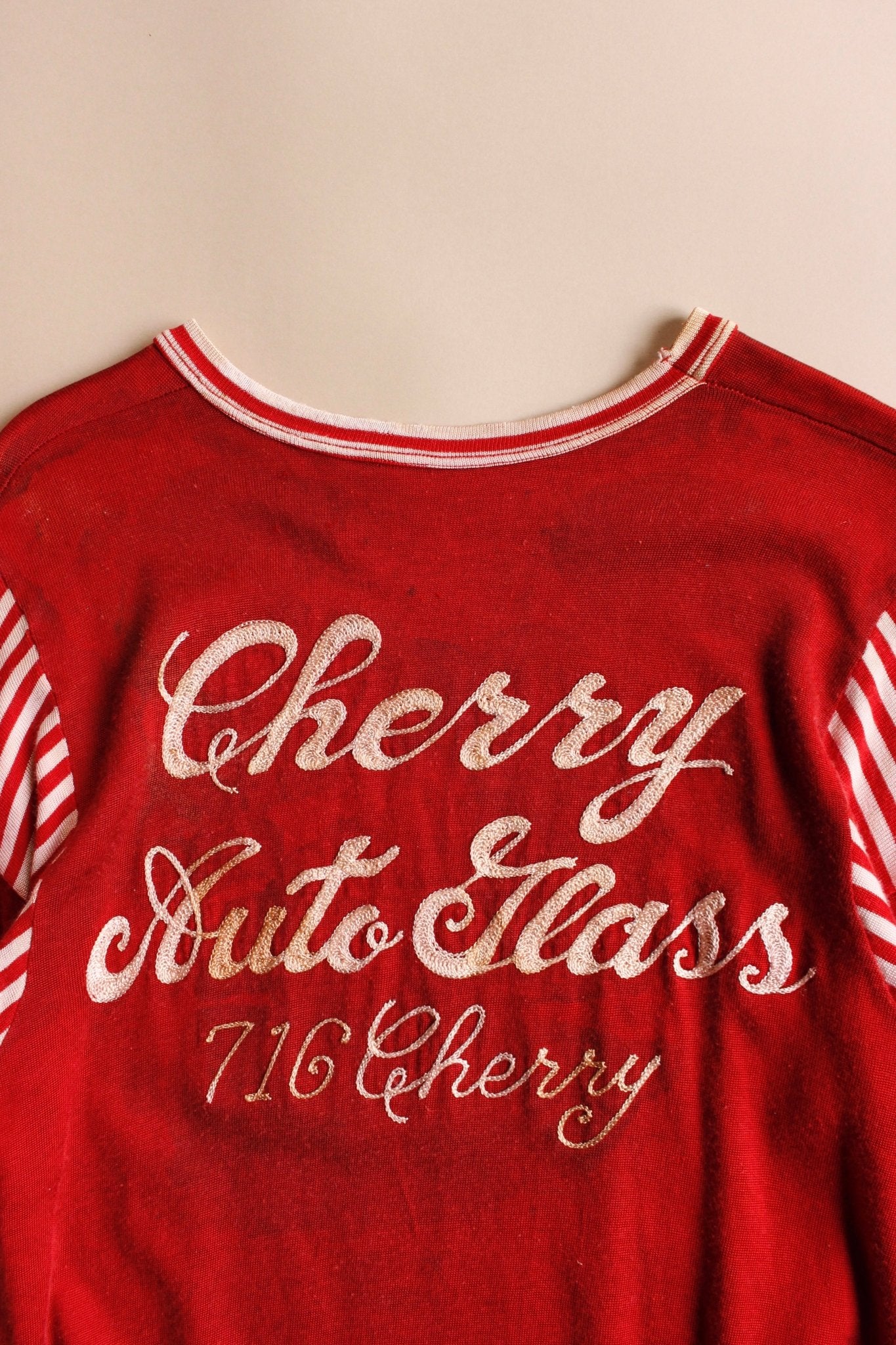 1940s-50s Chain Stitched Cherry Auto Jersey Style Tee