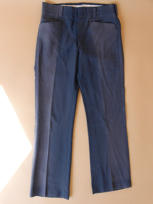 1970s Faded Blue Poly Trouser