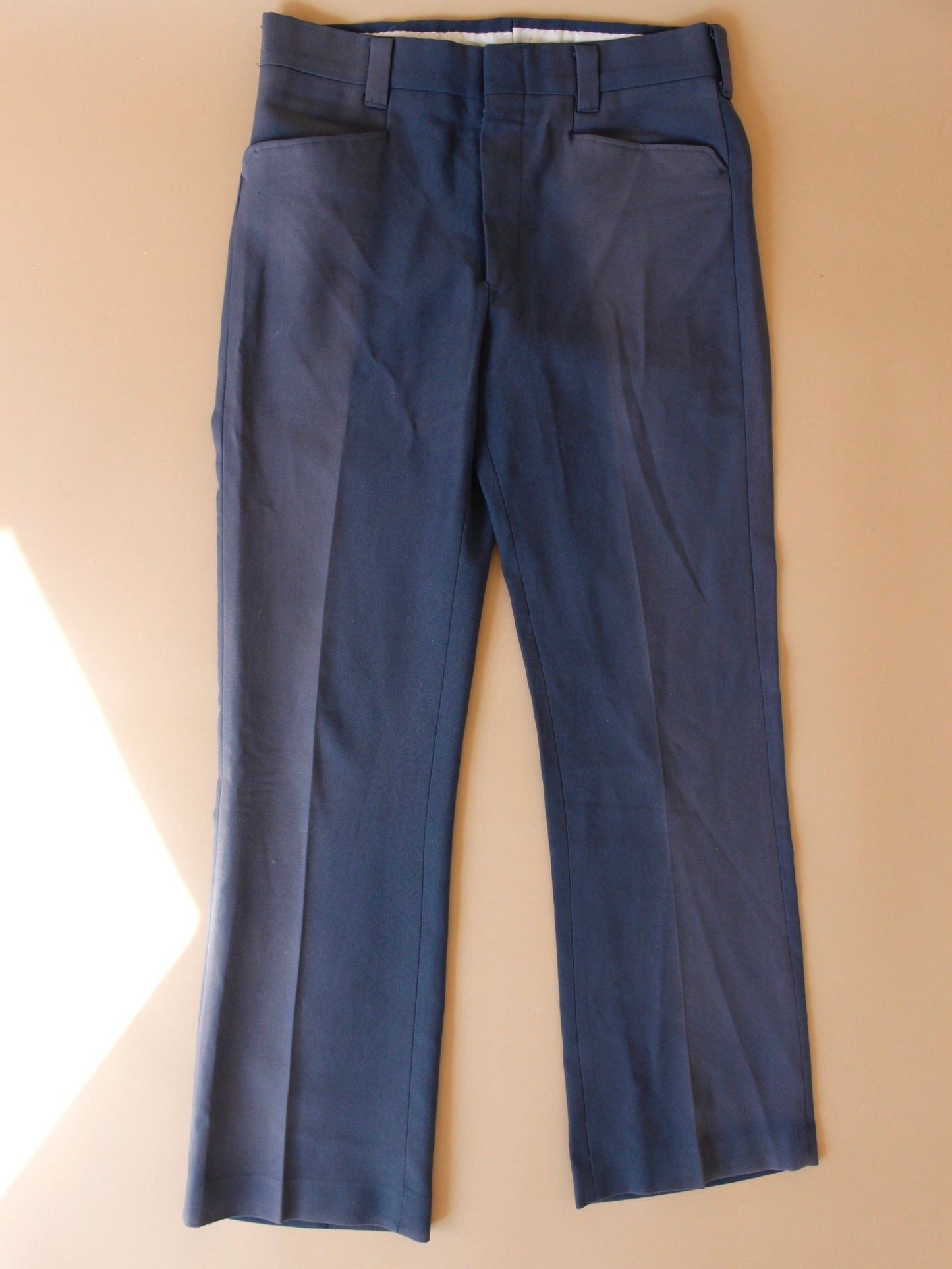 1970s Faded Blue Poly Trouser