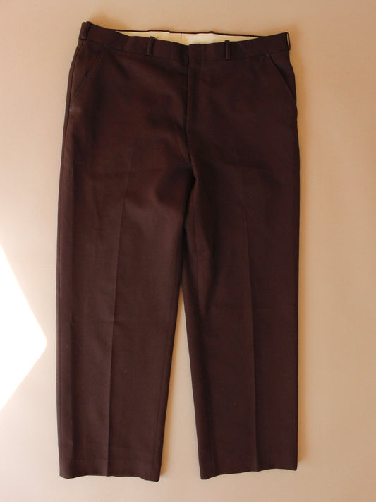 1980s Chocolate Brown Poly Trouser